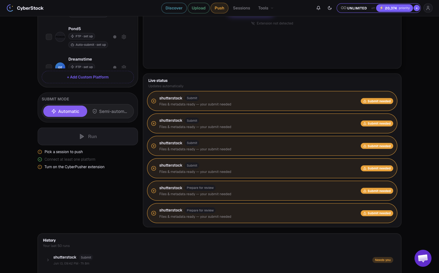 The Teach and Run buttons in CyberPusher.